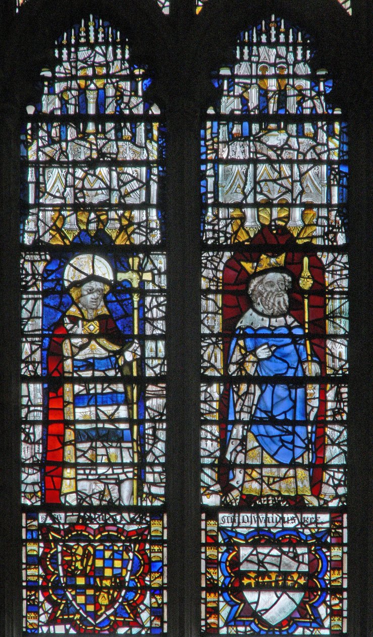 Ventana c18 que representa a un rey y un arzobispo de English School