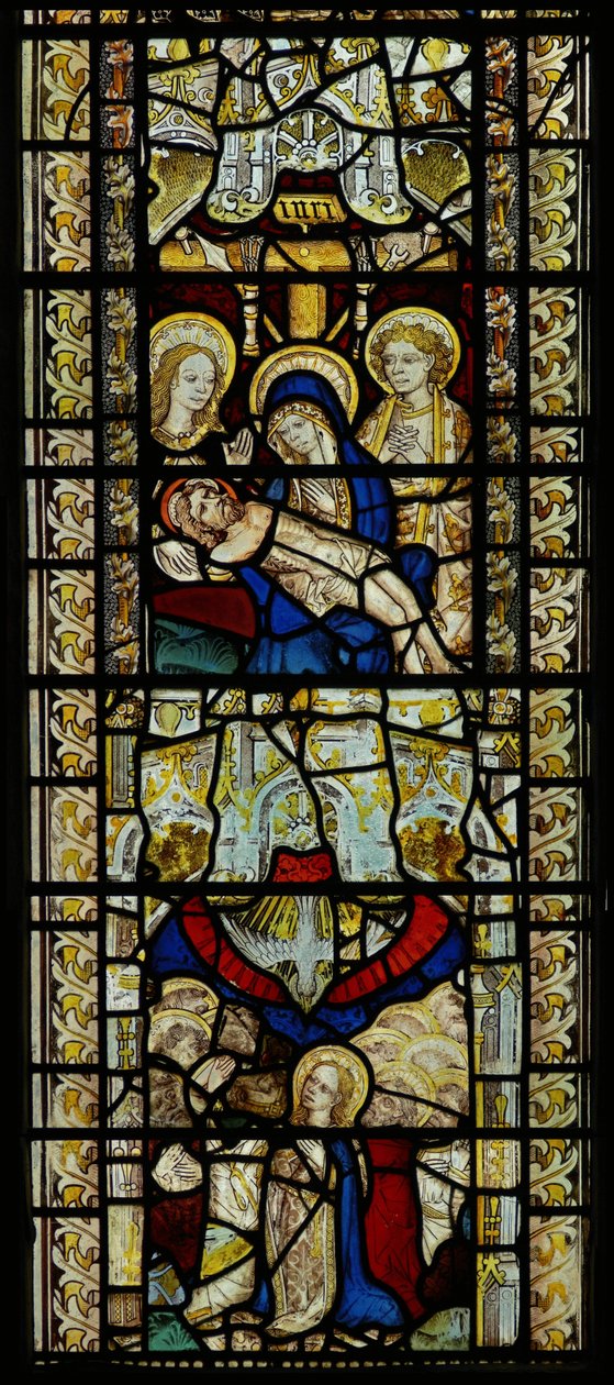 Ventana que representa la Piedad y el Pentecostés de English School