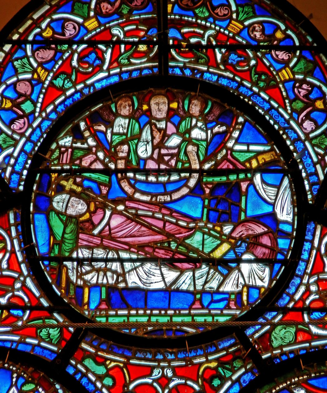 Ventana que representa a San Dunstan soñando que pasará el día en el cielo de English School