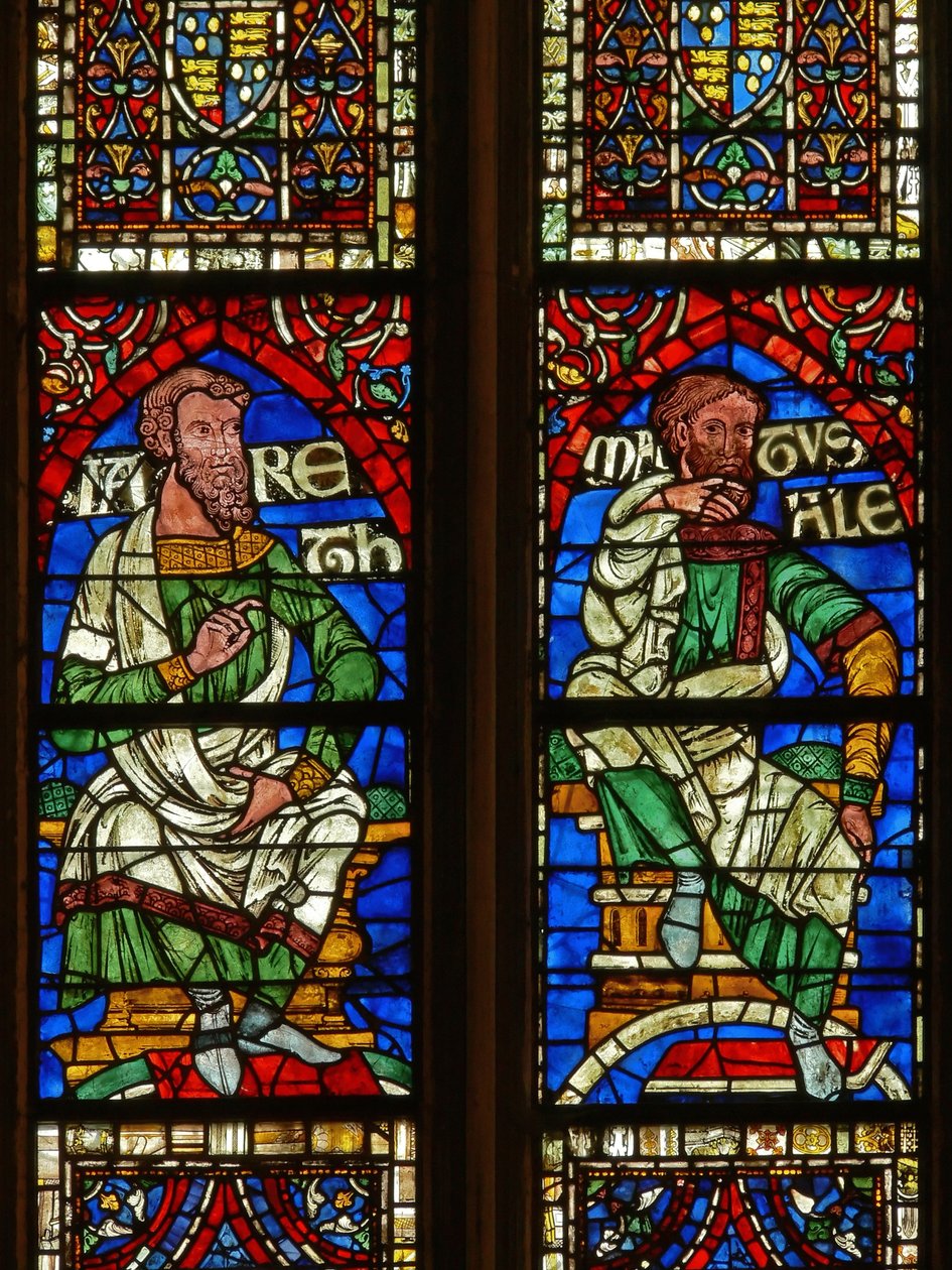 Ventana que representa una figura genealógica: Jared y Matusalén de English School