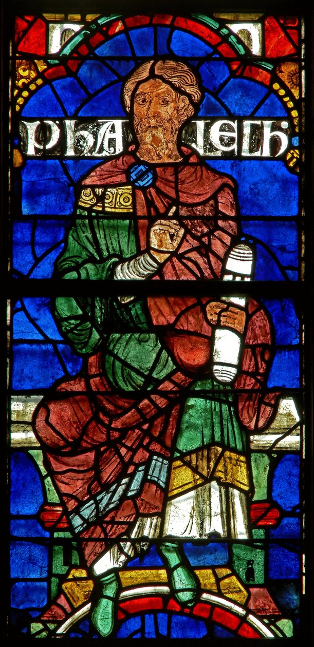 Ventana que representa una figura genealógica: Fálec de English School