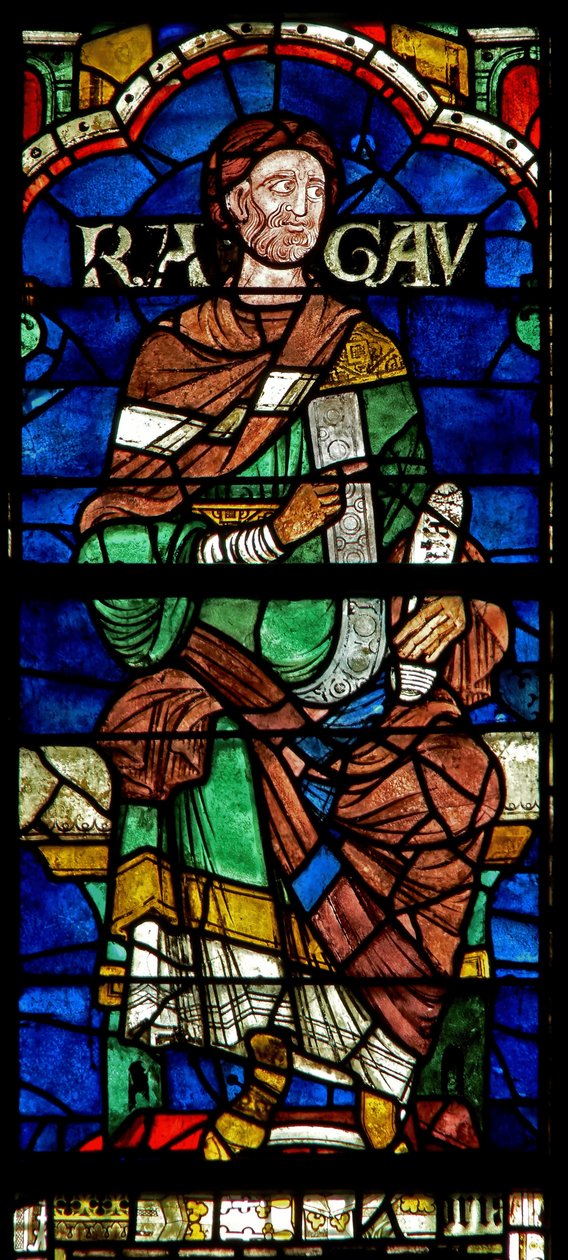 Ventana que representa una figura genealógica: Ragau de English School