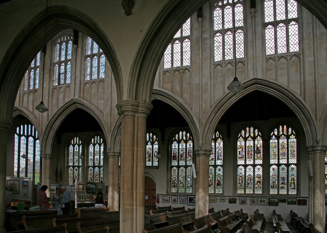 Ventana representando una vista del lado norte de la iglesia de English School