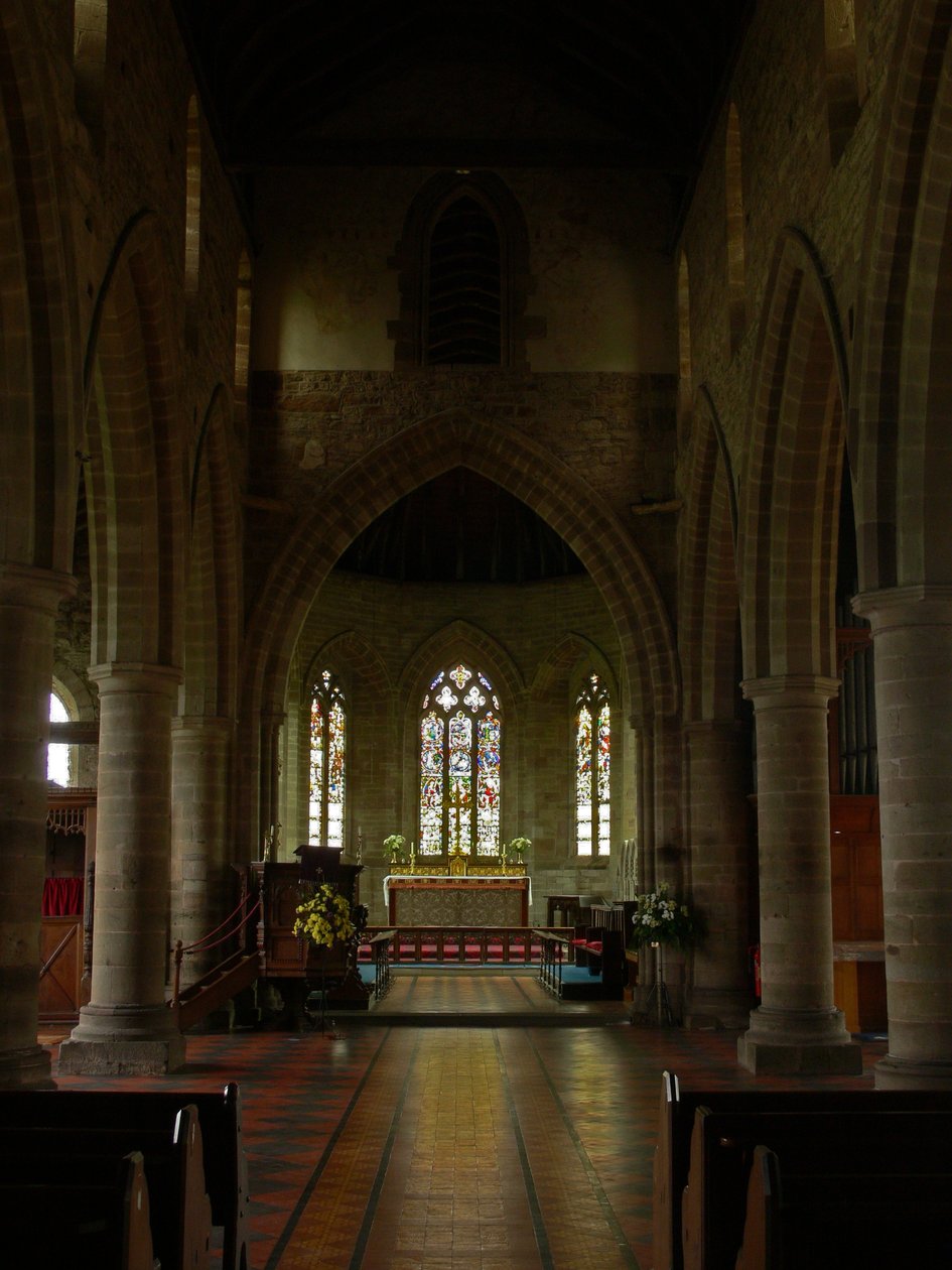 Ventana que representa una vista hacia el extremo este de la iglesia de English School