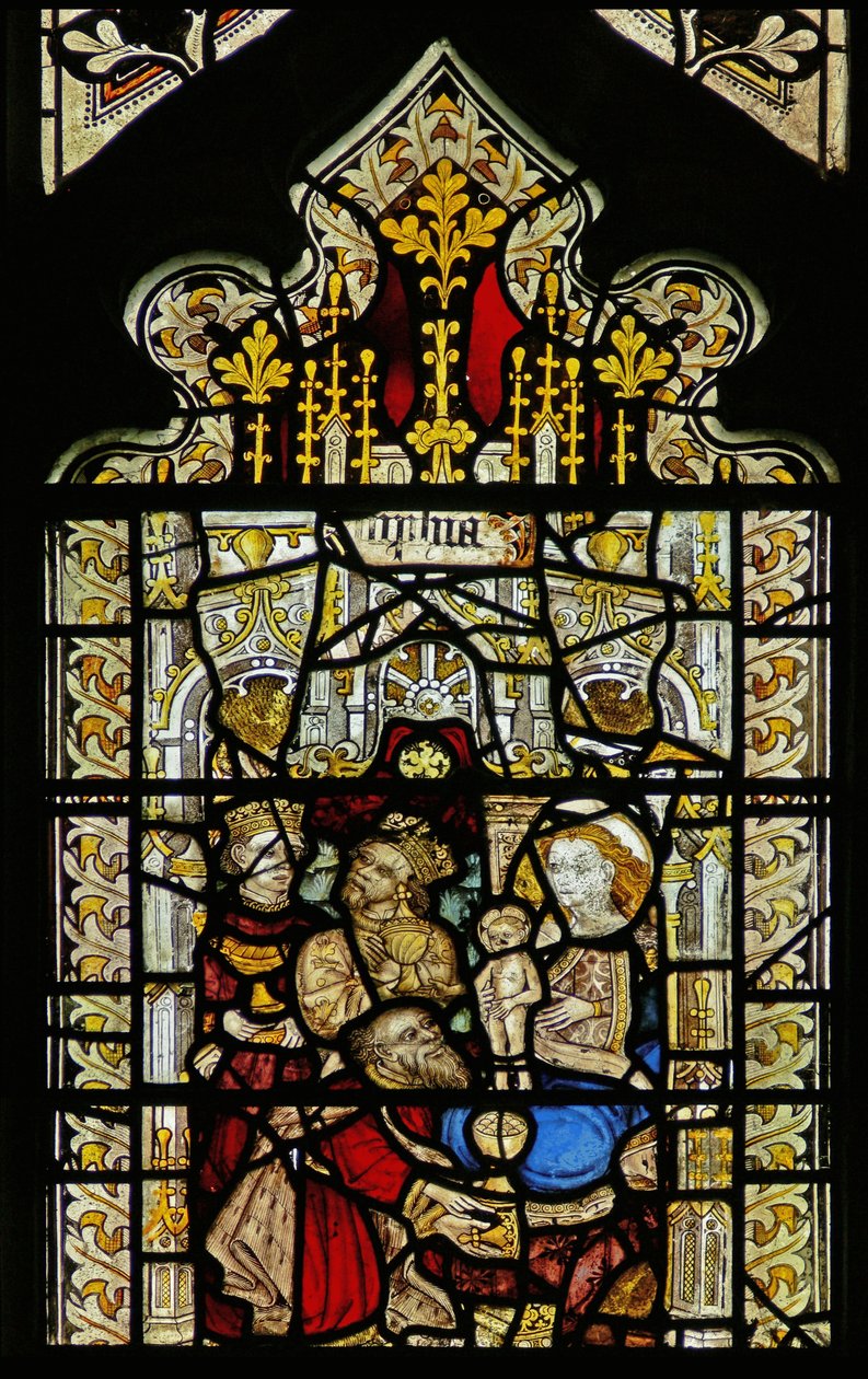Ventana que representa la adoración de los Magos de English School