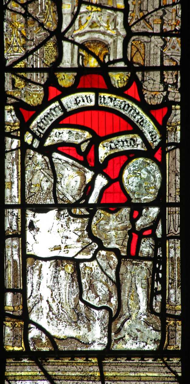 Ventana n6 que representa a San Jorge luchando contra los galos de English School