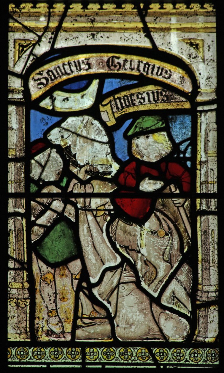 Ventana n6 que representa a San Jorge arrastrado por un caballo salvaje de English School