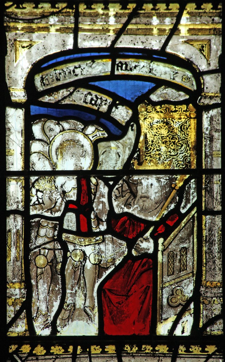 Ventana n6 que representa a San Jorge llevado ante el rey de English School