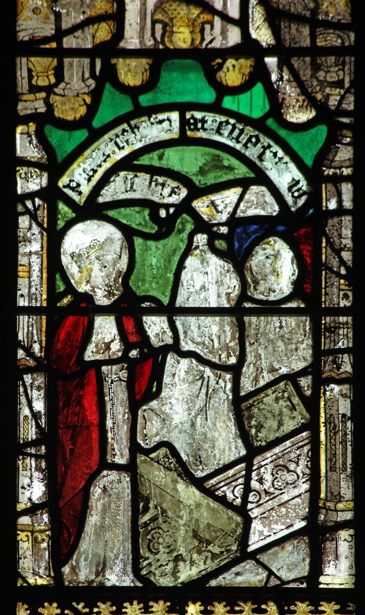 Ventana n6 que representa a San Jorge: la Virgen María lo restaura a la vida de English School