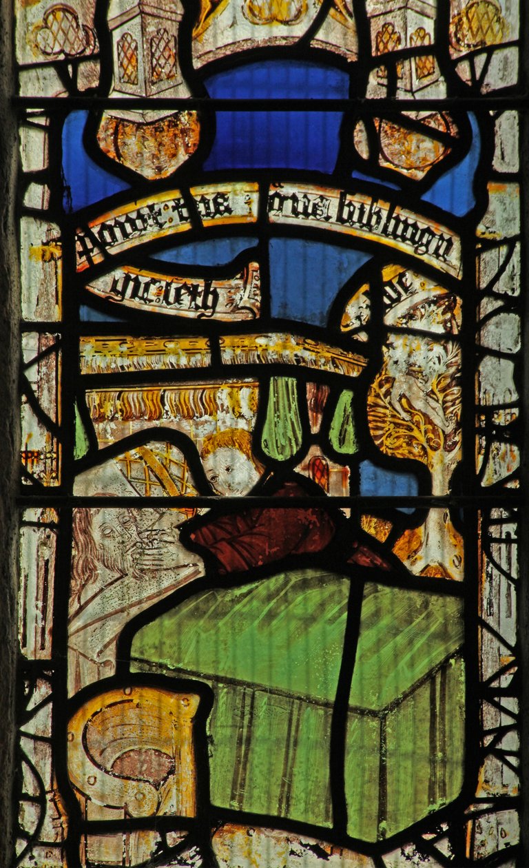 Ventana s1 que representa la Muerte de Adán de English School