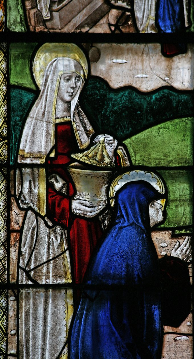 Ventana s3 que representa una escena de la Resurrección: las Santas Mujeres en la Tumba de English School