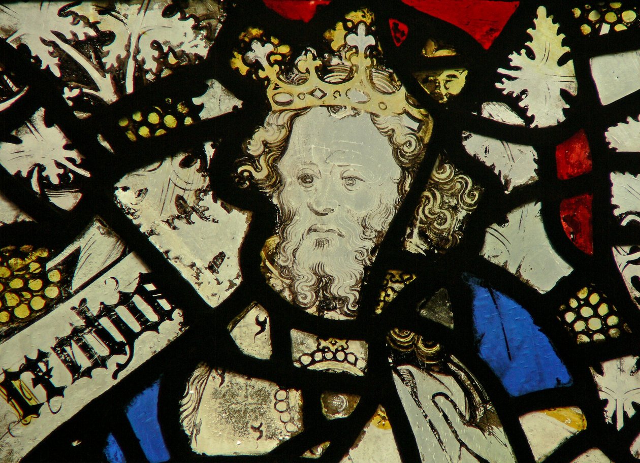 Ventana s4 que representa a un rey en el Árbol de Jesé de English School