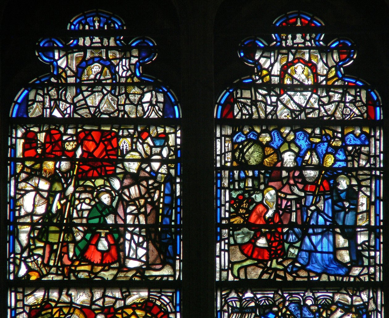 Ventana w15 que representa una escena de la vida de San Cuthbert de English School