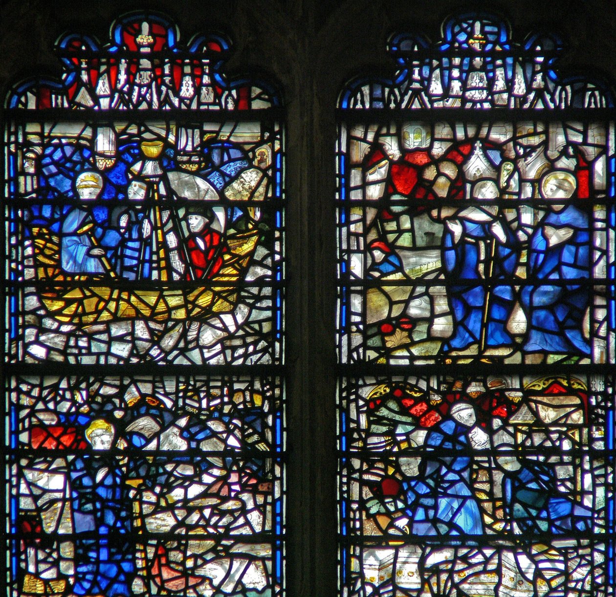 Ventana w15 que representa una escena de la vida de San Cuthbert de English School