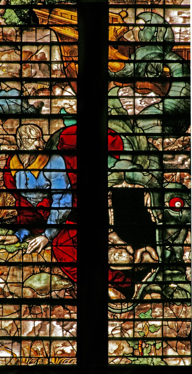 Ventana w16 que representa a Jonás liberado por la ballena de English School