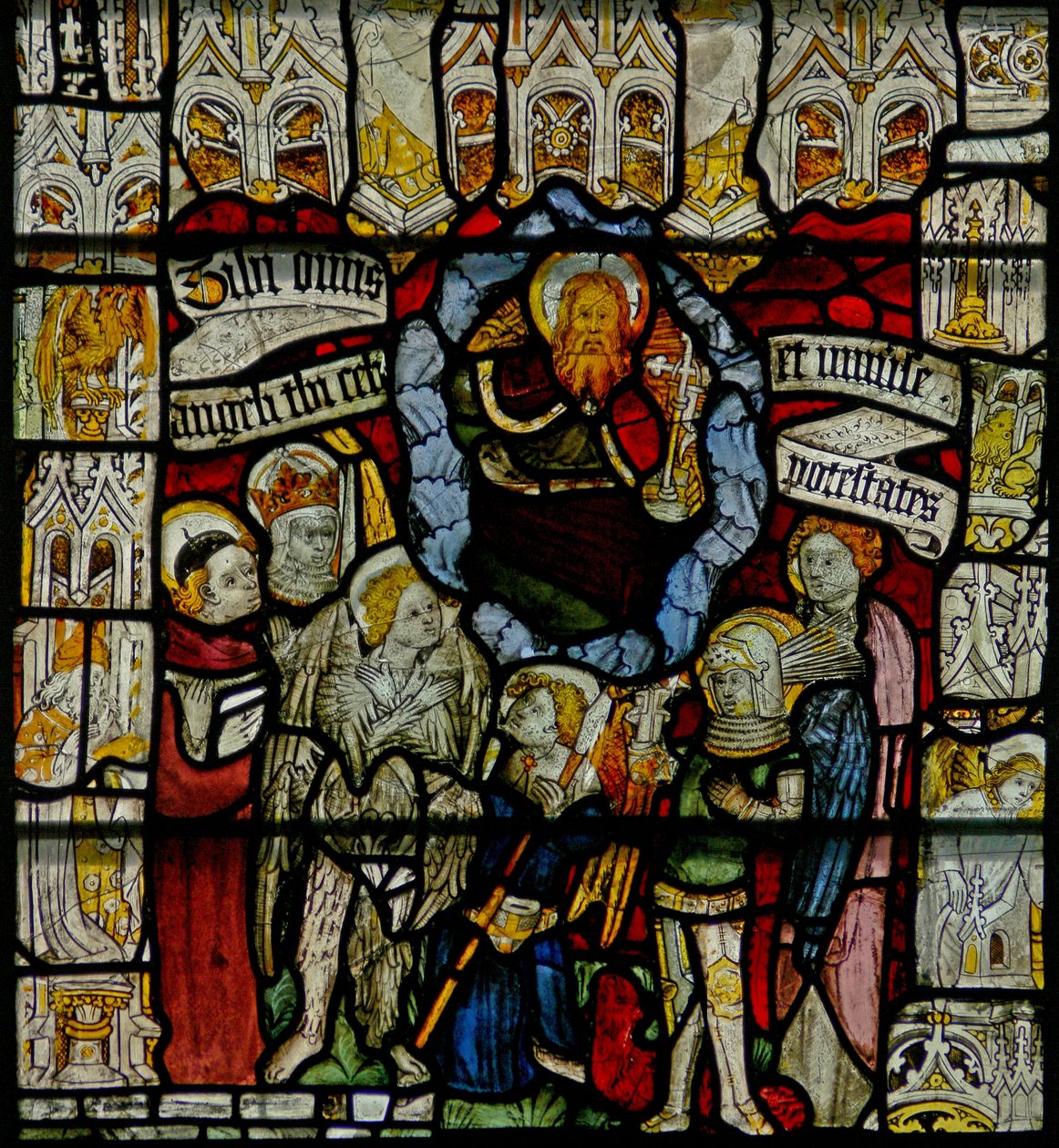 Ventana w24 que representa el Te Deum con la Jerarquía Angélica de English School