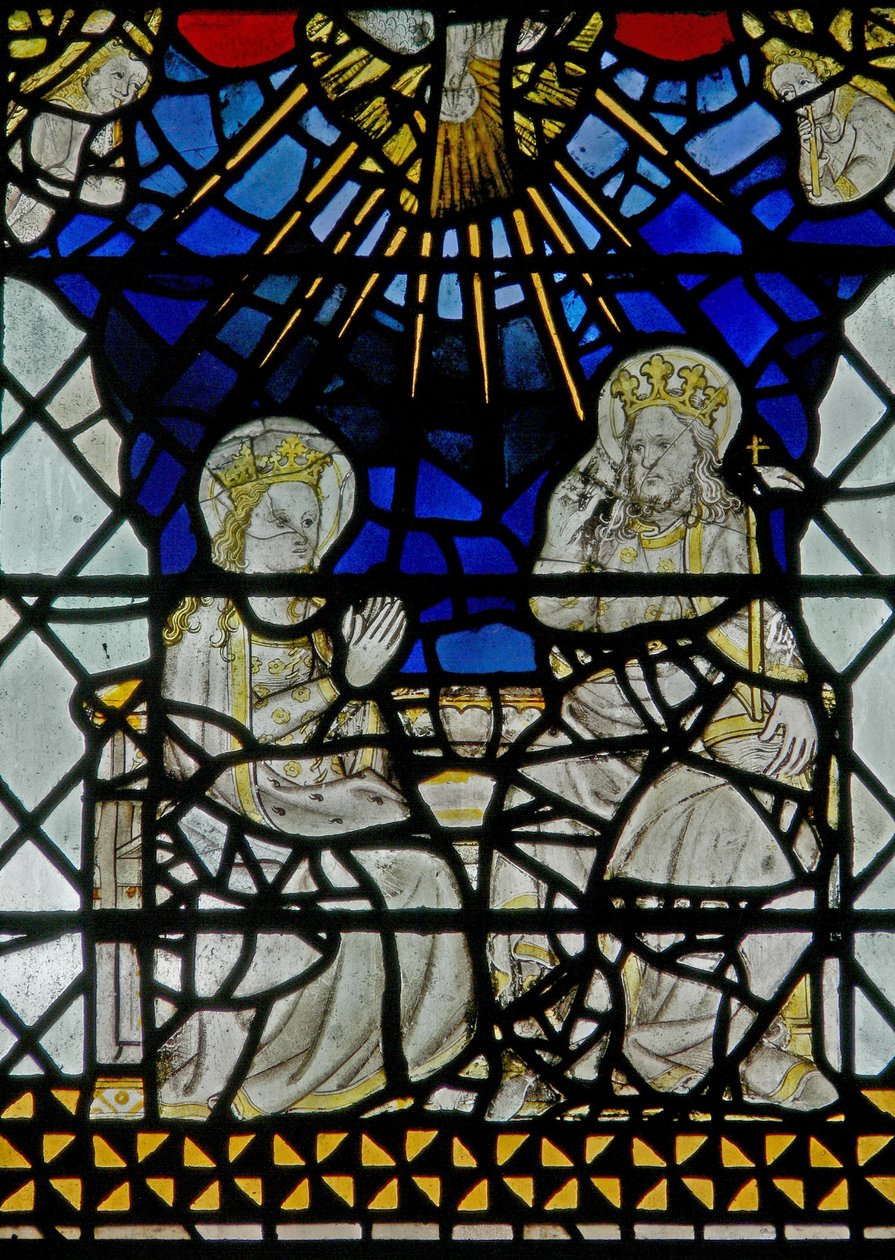 Ventana w2 que representa la Coronación de la Virgen de English School