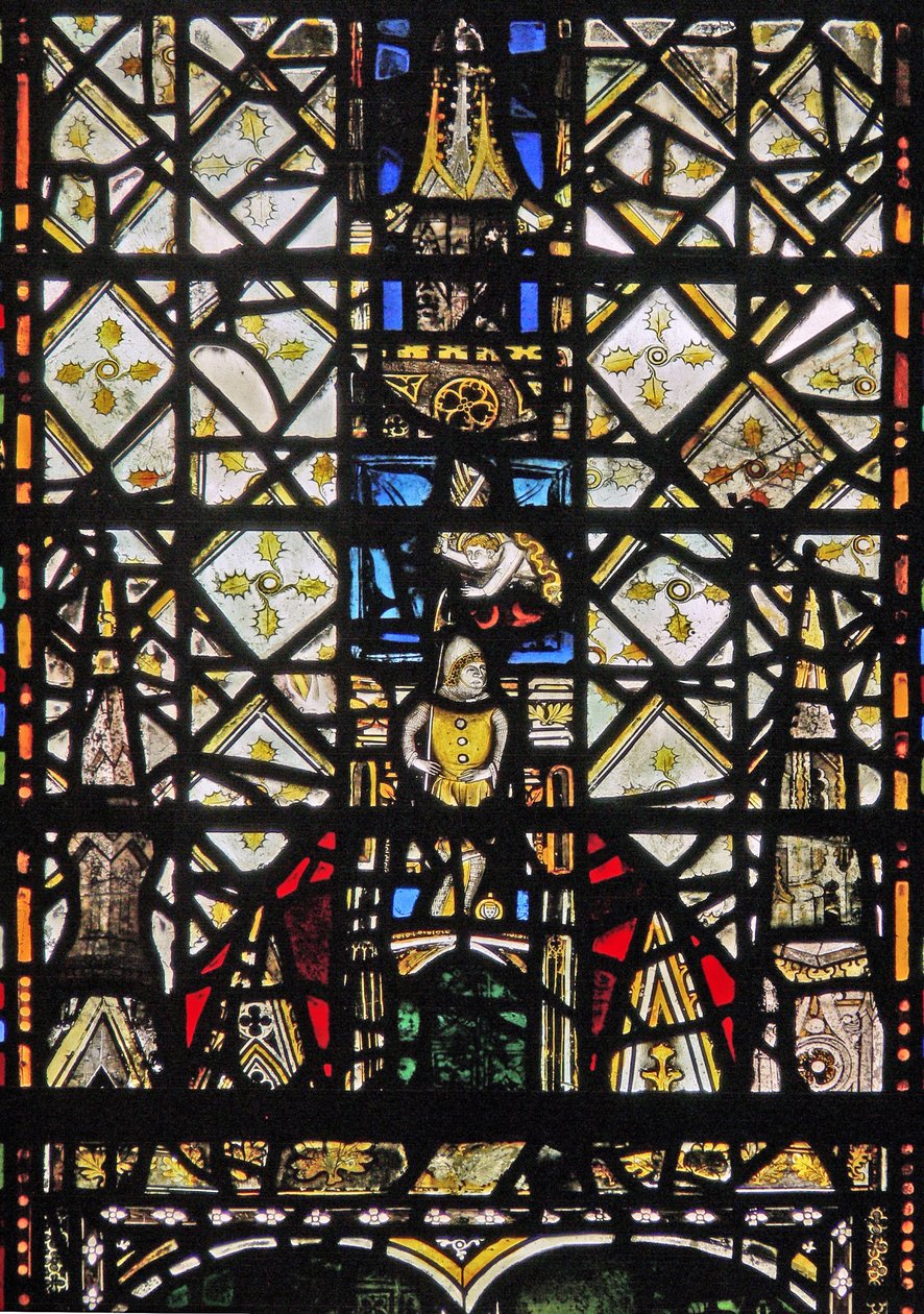 Ventana w31 que representa un dosel con una figura de English School