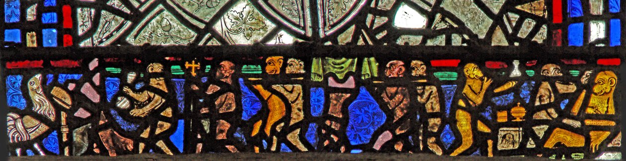 Ventana w40 que representa un panel de borde con el Funeral de los Monos de English School