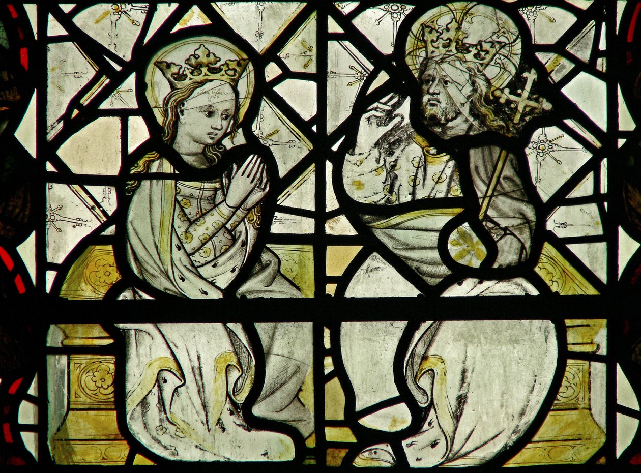 Ventana w44 que representa la Coronación de la Virgen de English School