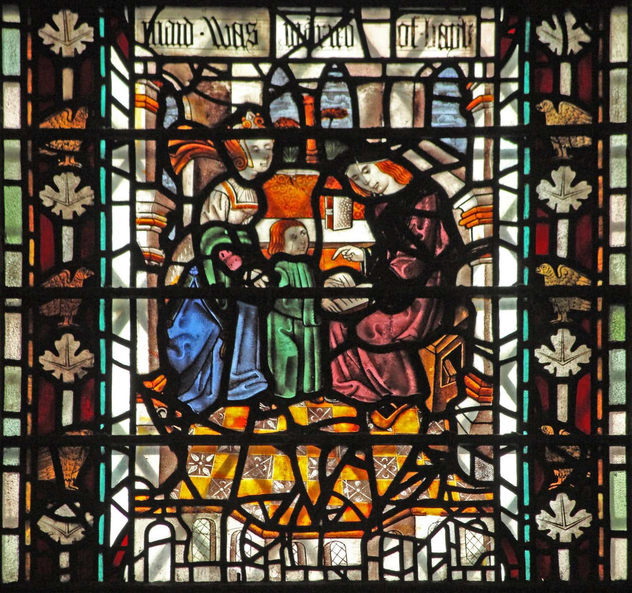 Ventana w58 que representa a Santo Tomás Becket en la escuela de English School