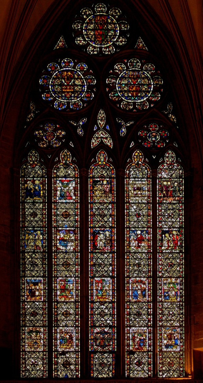 Ventana w58 que representa la ventana este de la Sala Capitular; paneles restantes de English School