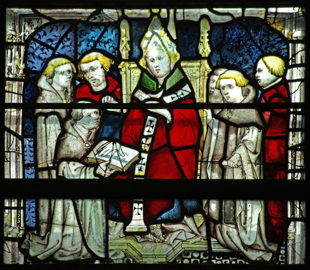 Ventana w5 que representa una escena de la vida de San Guillermo de English School