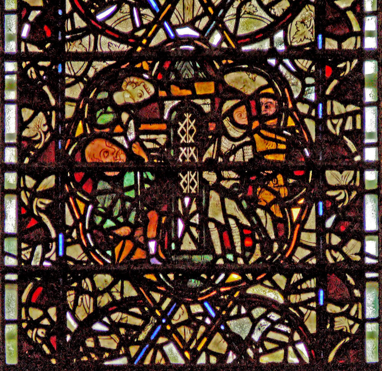 Ventana w60 que representa a San Pablo bajando en una cesta de English School