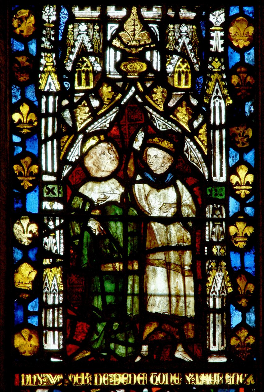 Ventana con dos figuras de English School