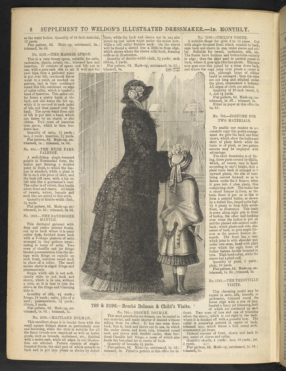Mujer y niño. Suplemento. Modista ilustrada de Weldon: (Modista y modista ilustrada de Weldon).  1880 de English School