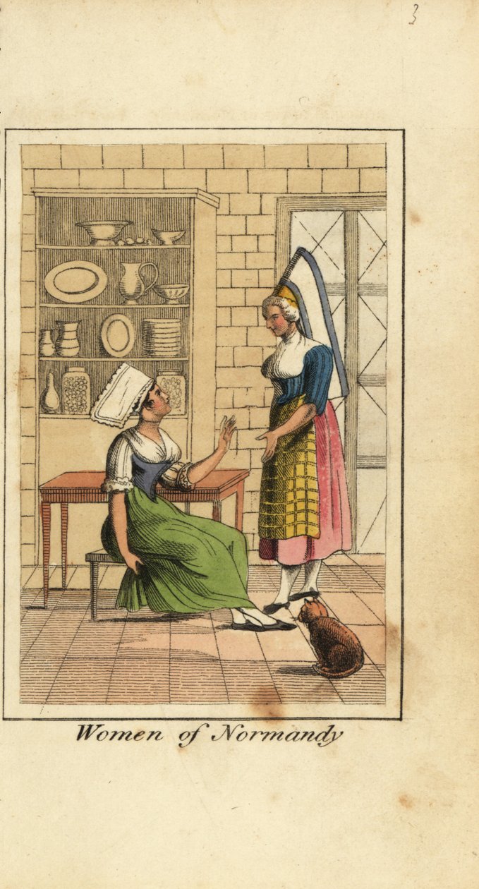 Mujeres de Normandía, Francia, en una cocina de English School