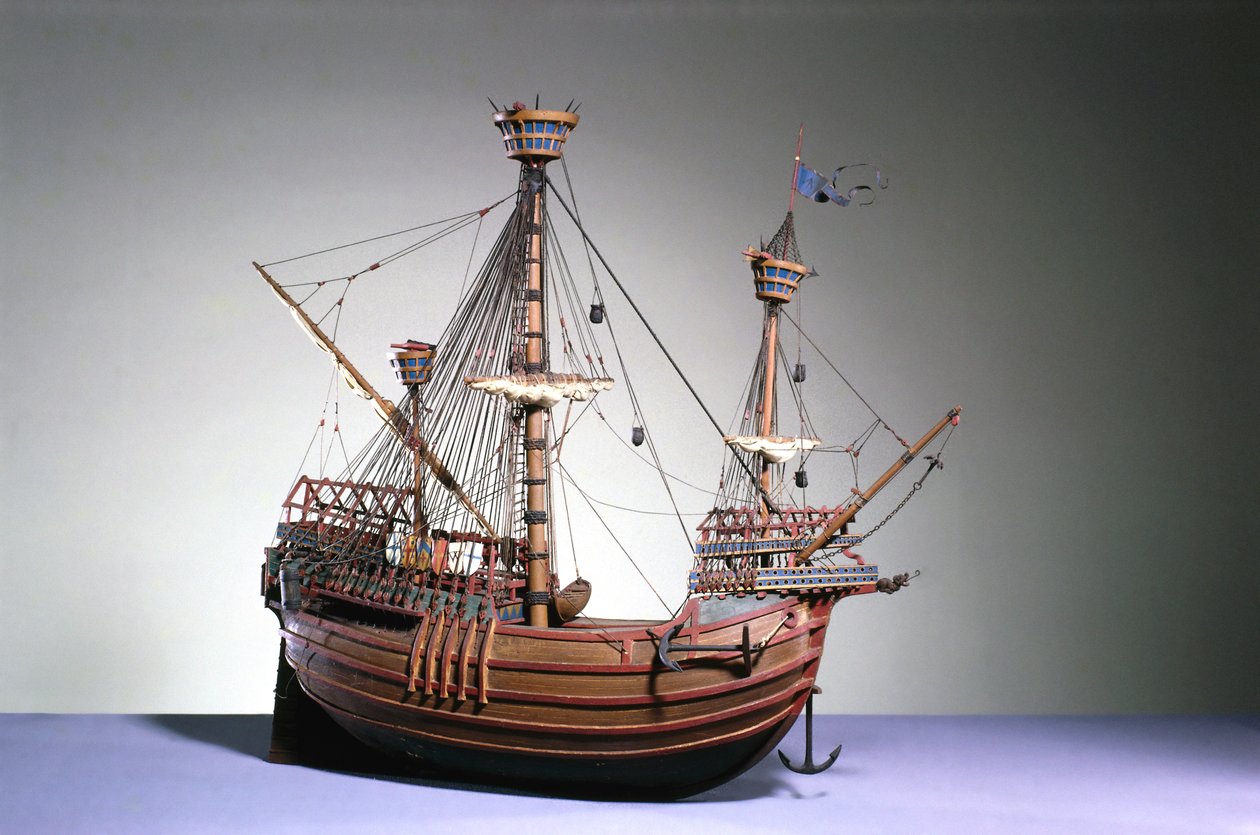 Modelo a escala 1:60 de una carraca flamenca de c.1480 de English School English School