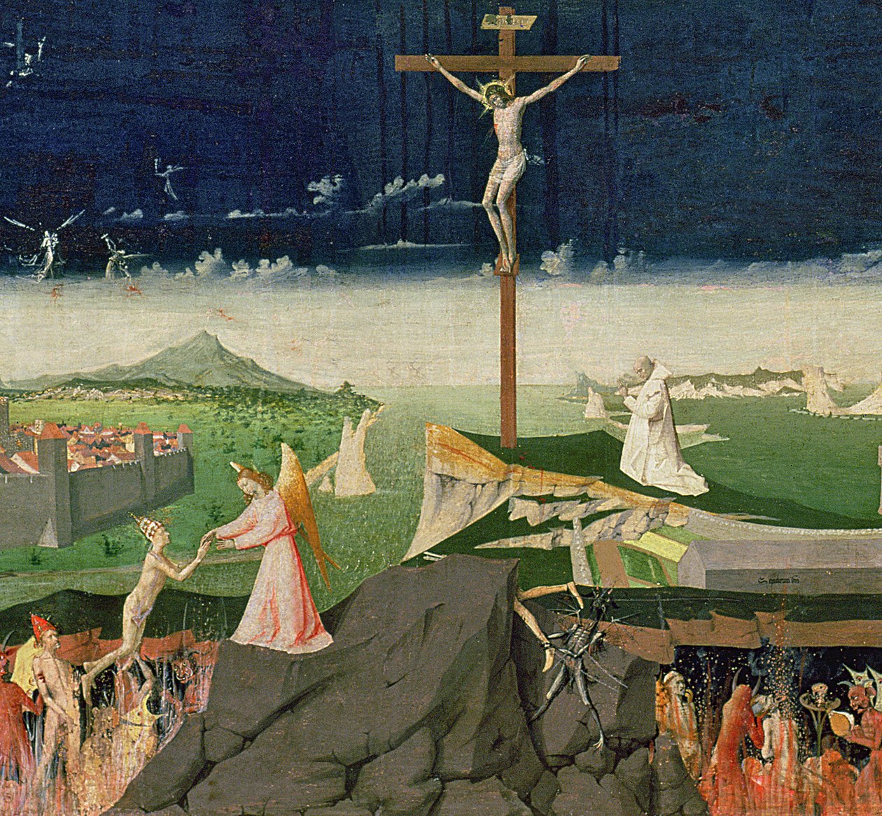 La coronación de la Virgen, completada en 1454 (detalle) de Enguerrand Quarton