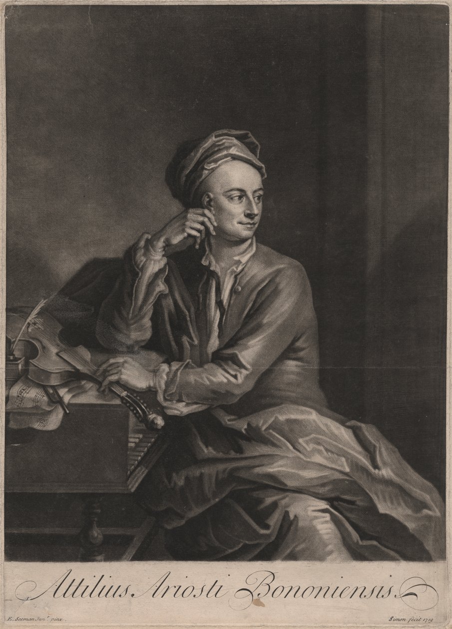 Attilus Ariosti Bononiensis, grabado por John Simon (1675-1751), 1719 de Enoch Seeman