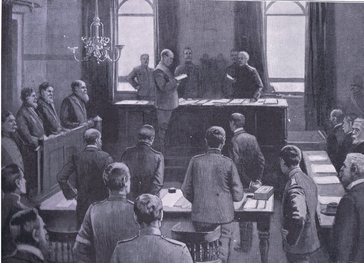 Un juicio por traición en Bloemfontein, de Después de Pretoria: La Guerra de Guerrillas publicado por Harmsworth Bros Limited, 1901 de Enoch Ward