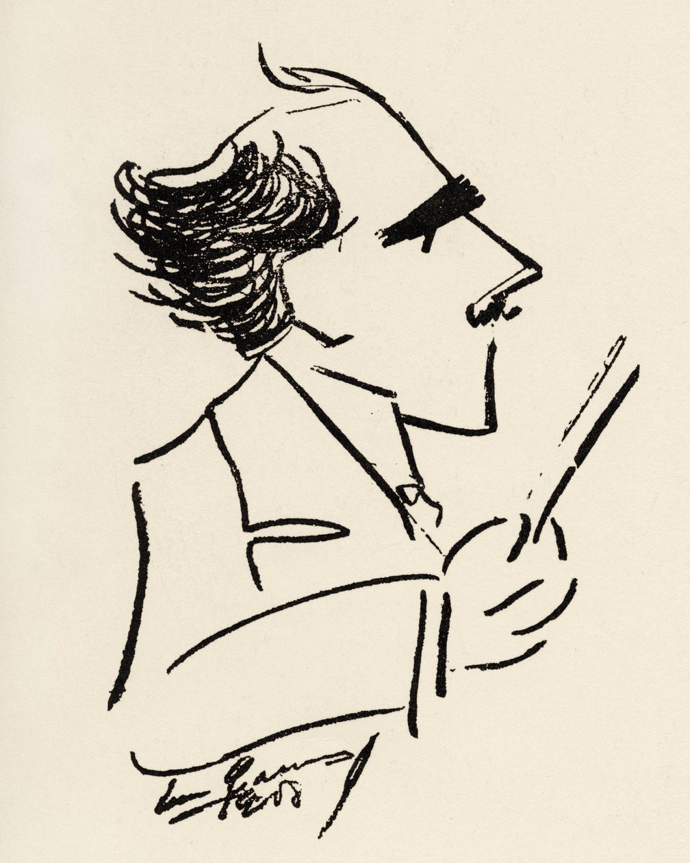 Arturo Toscanini (1867-1957) director de orquesta italiano en una caricatura de Enrico Caruso (tenor italiano) de Enrico Caruso