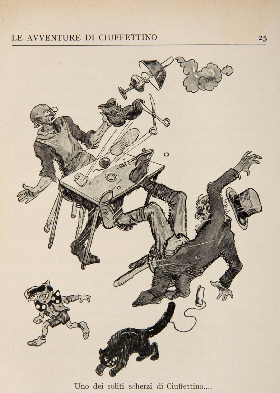 Ilustración de Le Avventure di Ciuffettino de Enrico de Conti Novelli