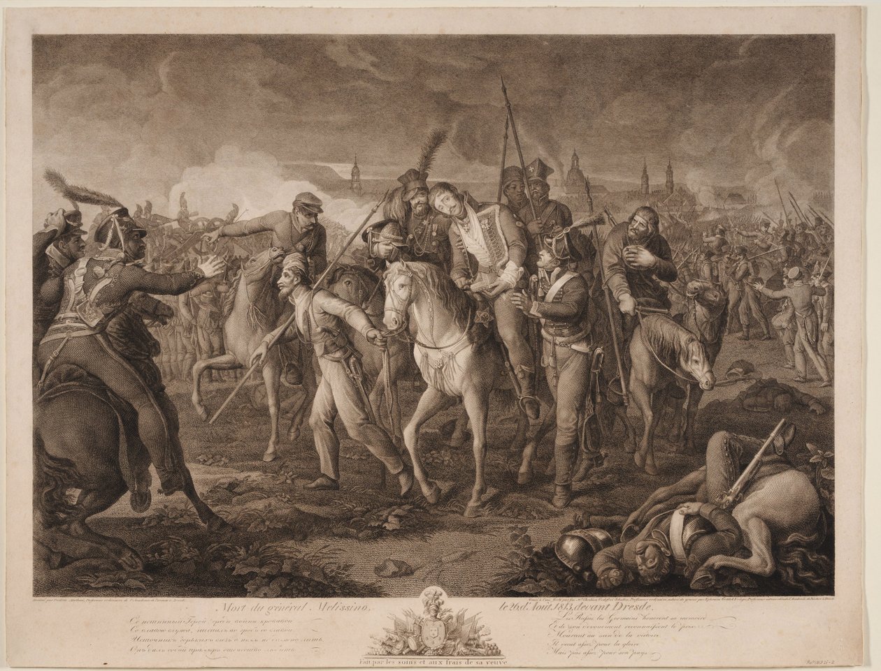 Muerte del general Aleksey Melissino el 26 de agosto de 1813, 1813 de Ephraim Gottlieb Krüger