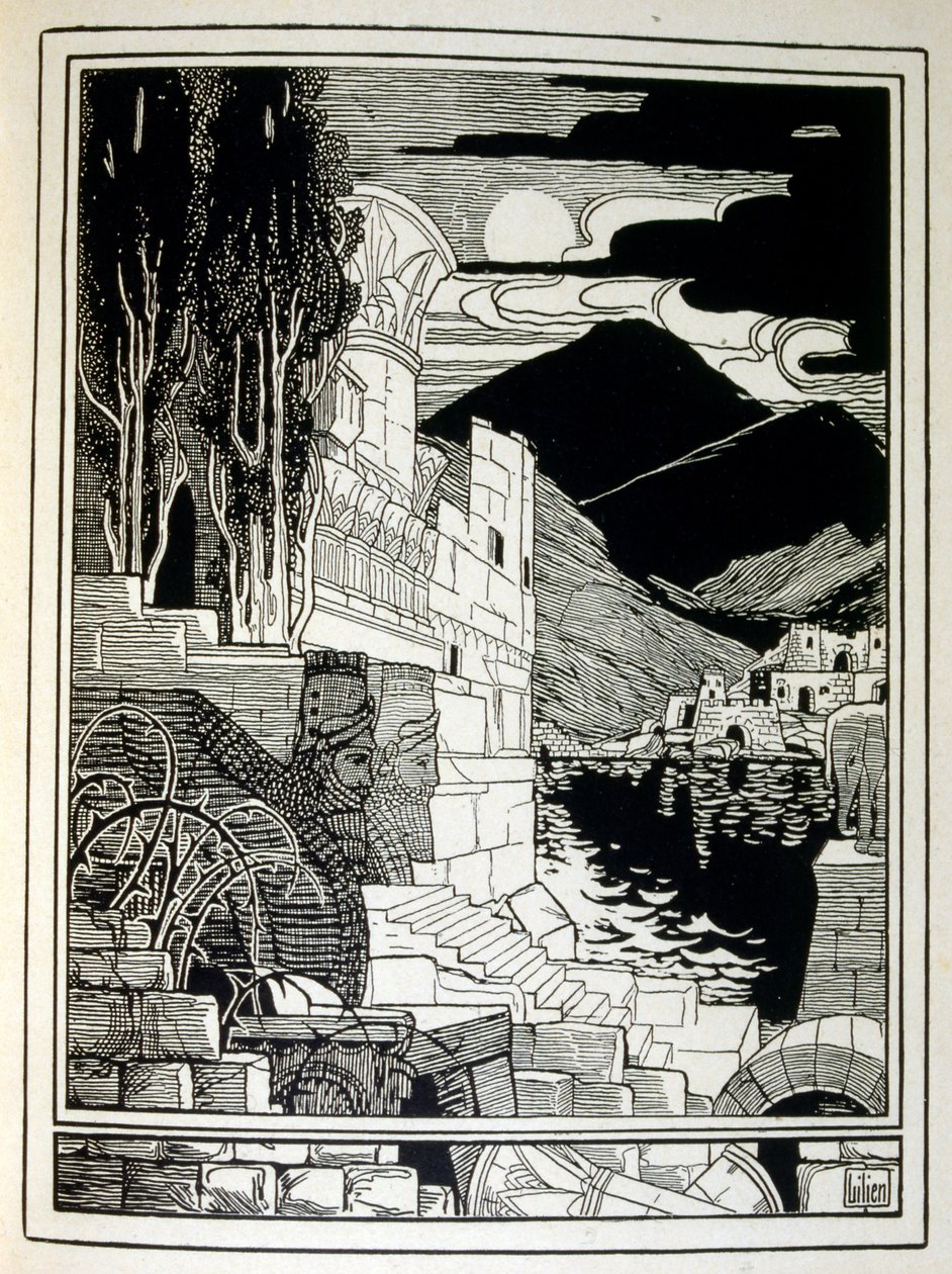 Las ruinas de Sodoma, del libro Judá ilustrado por Ephraim Moses Lilien de Ephraim Moses Lilien
