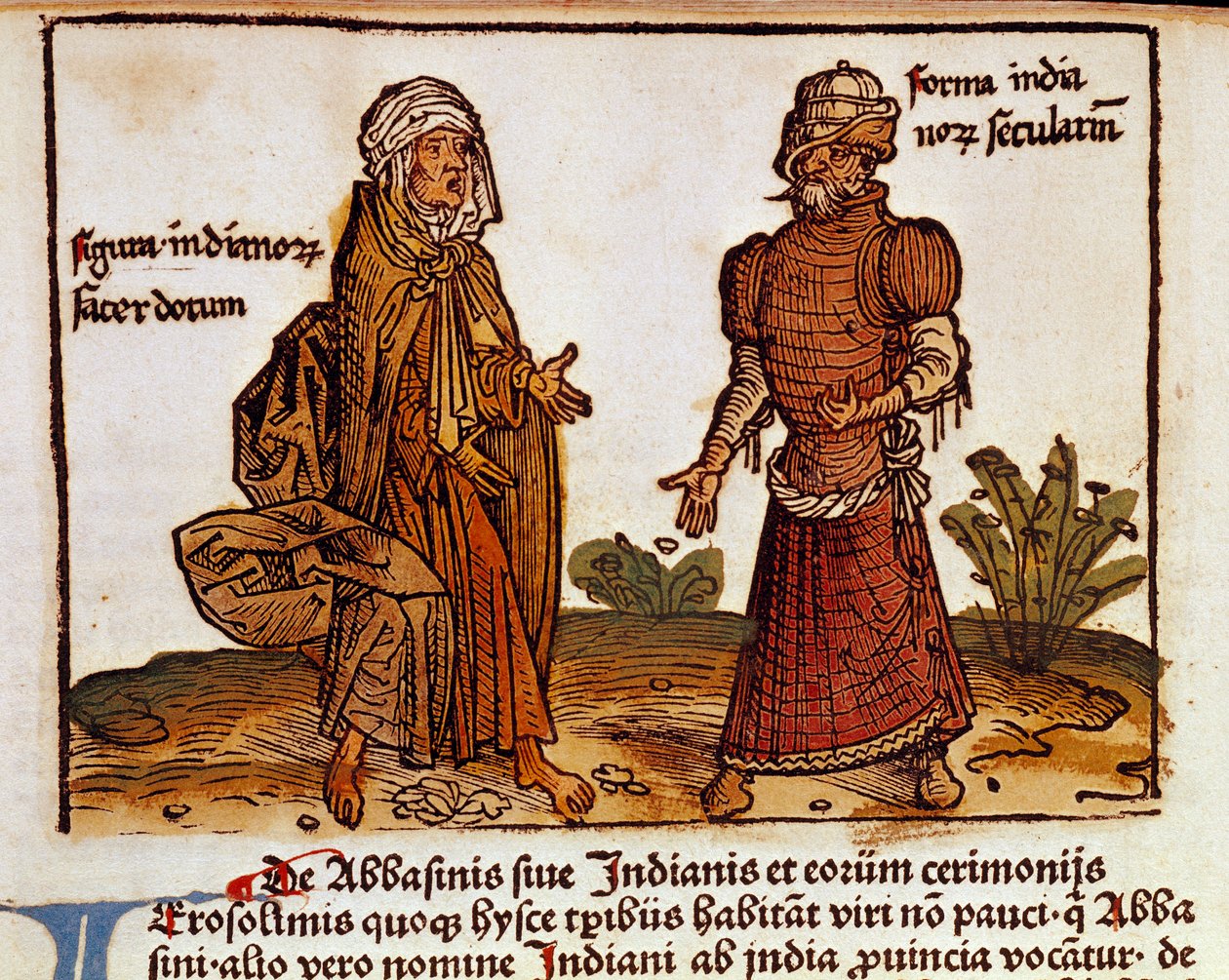 Descripción de trajes albaneses: un sacerdote y un laico. Página tomada del libro de viajes 