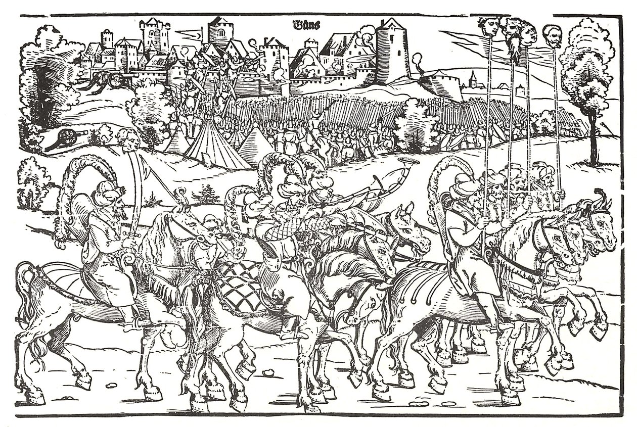 Fragmento de un cartel sobre la invasión turca de Hungría de Erhard Schon