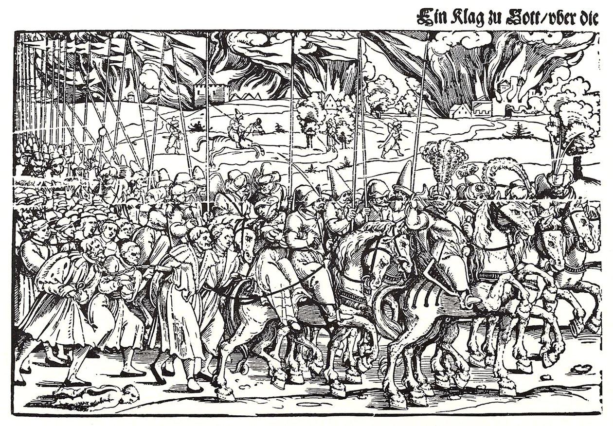 Fragmento de una hoja suelta sobre la invasión turca de Hungría de Erhard Schon