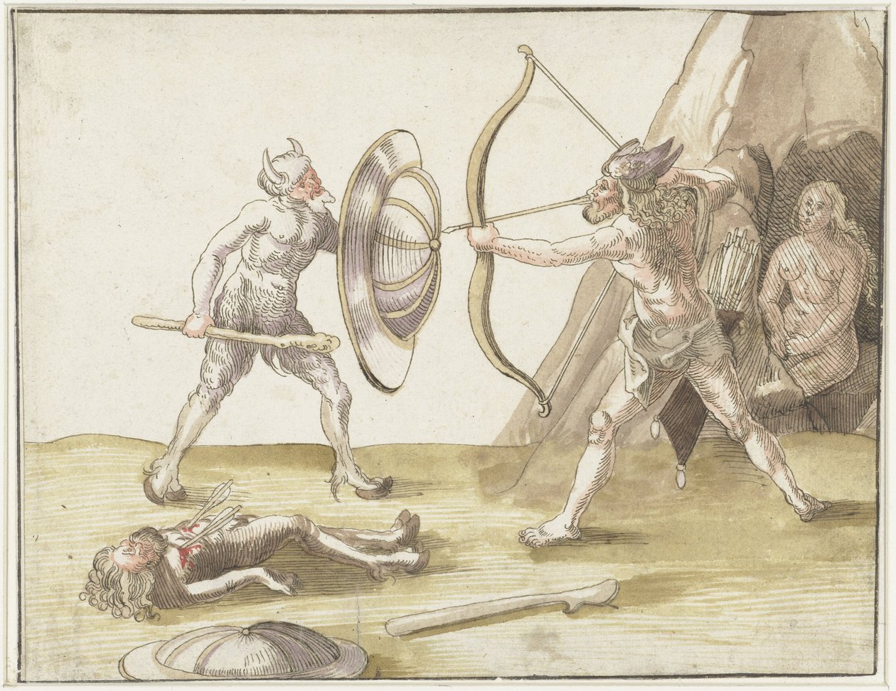 Pelea entre dos salvajes de Erhard Schon