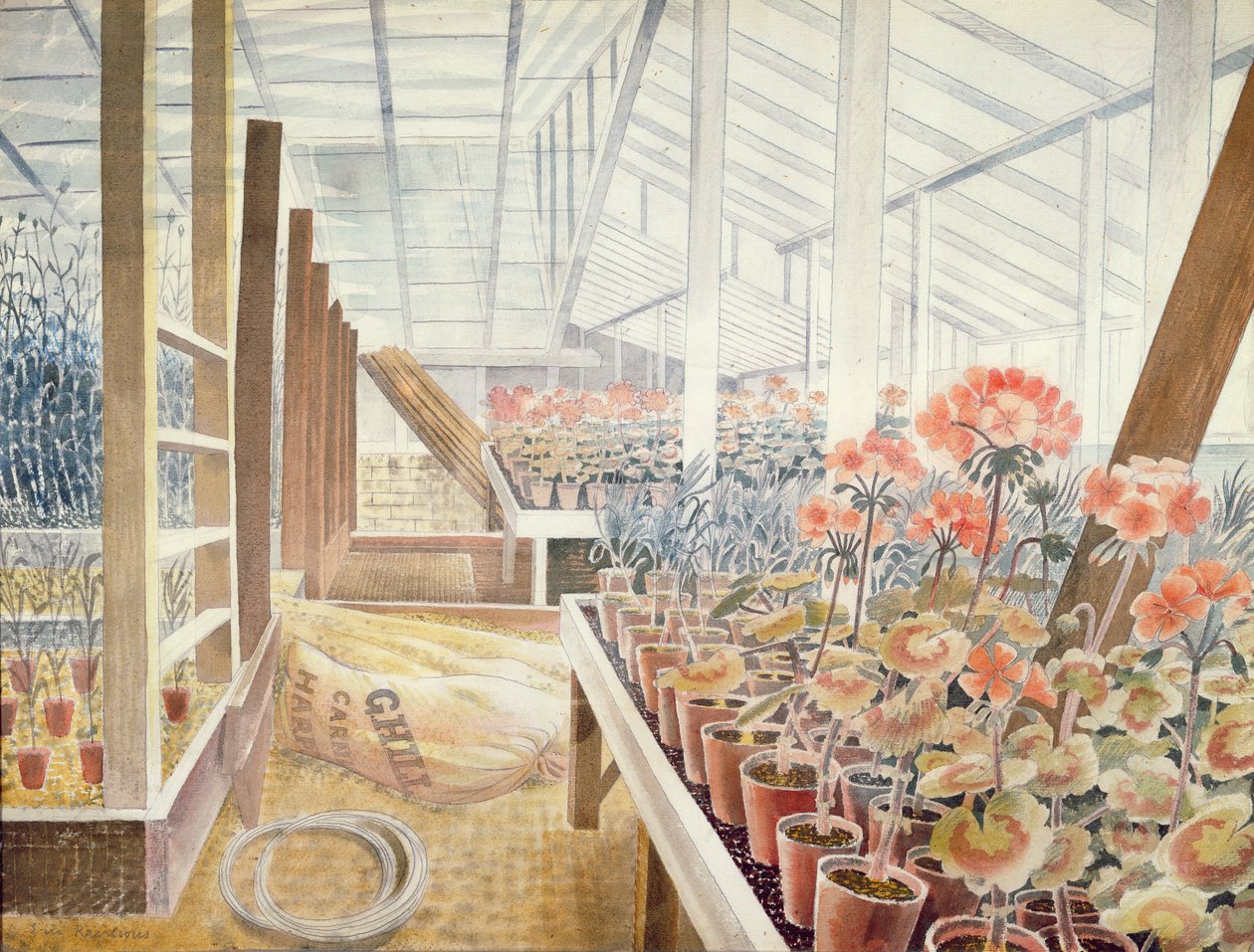 Geranios y claveles de Eric Ravilious