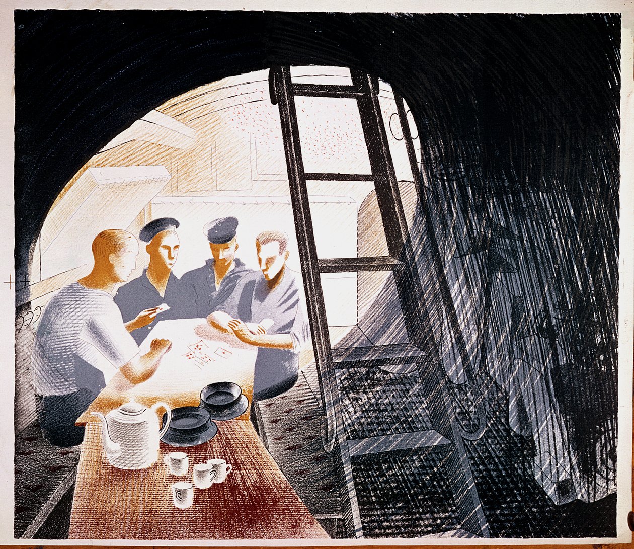 Marineros jugando a las cartas de Eric Ravilious
