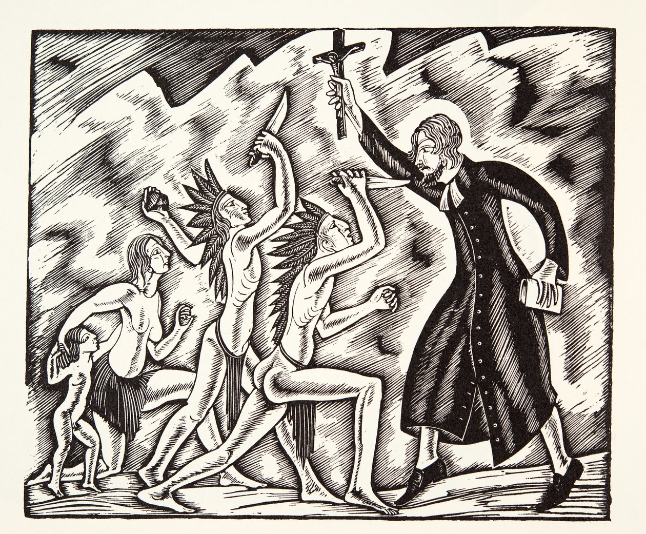 El atentado, de Los viajes y sufrimientos del padre Jean de Brebeuf de Eric Gill
