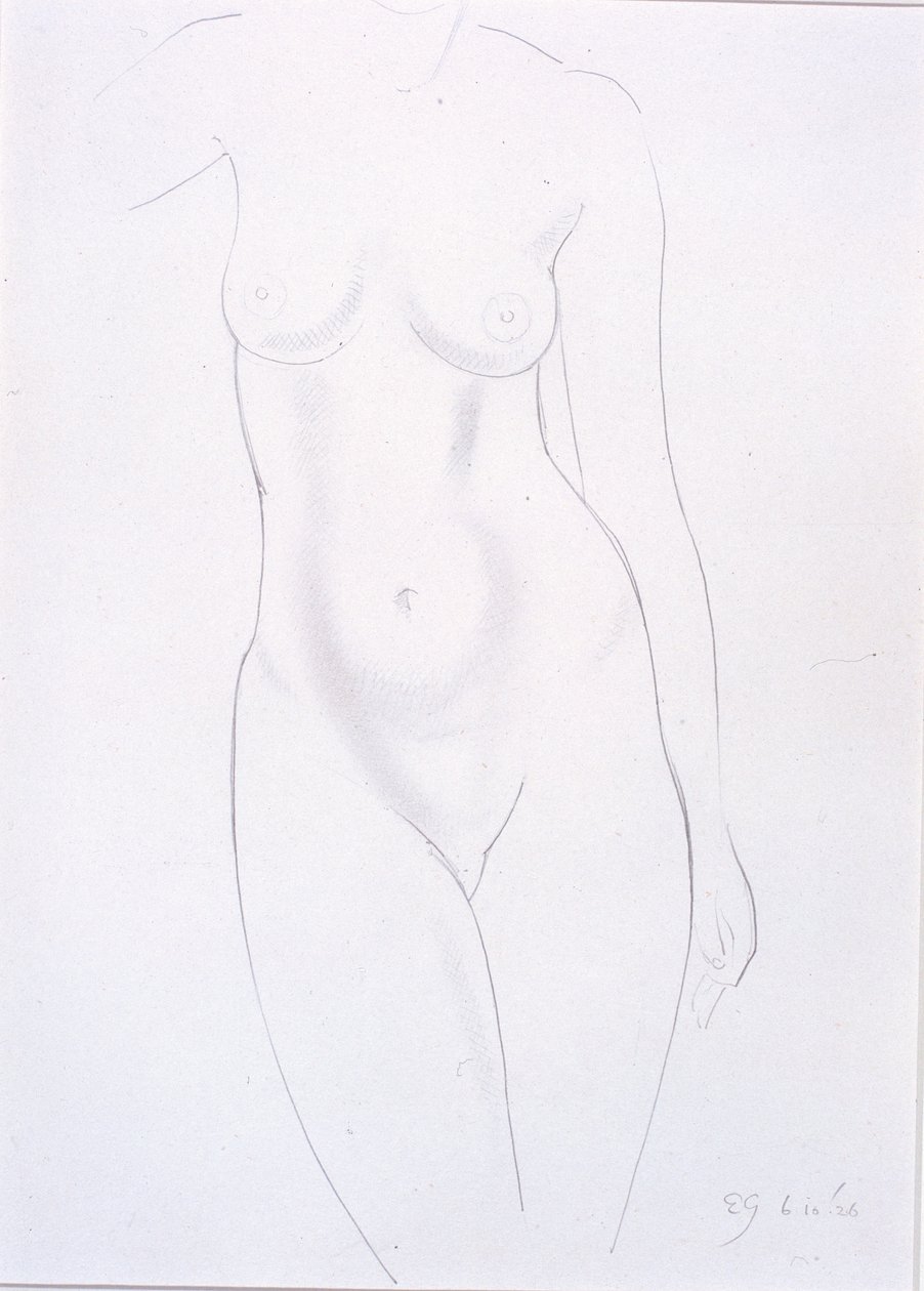 Torso (lápiz sobre papel pegado sobre cartulina) de Eric Gill