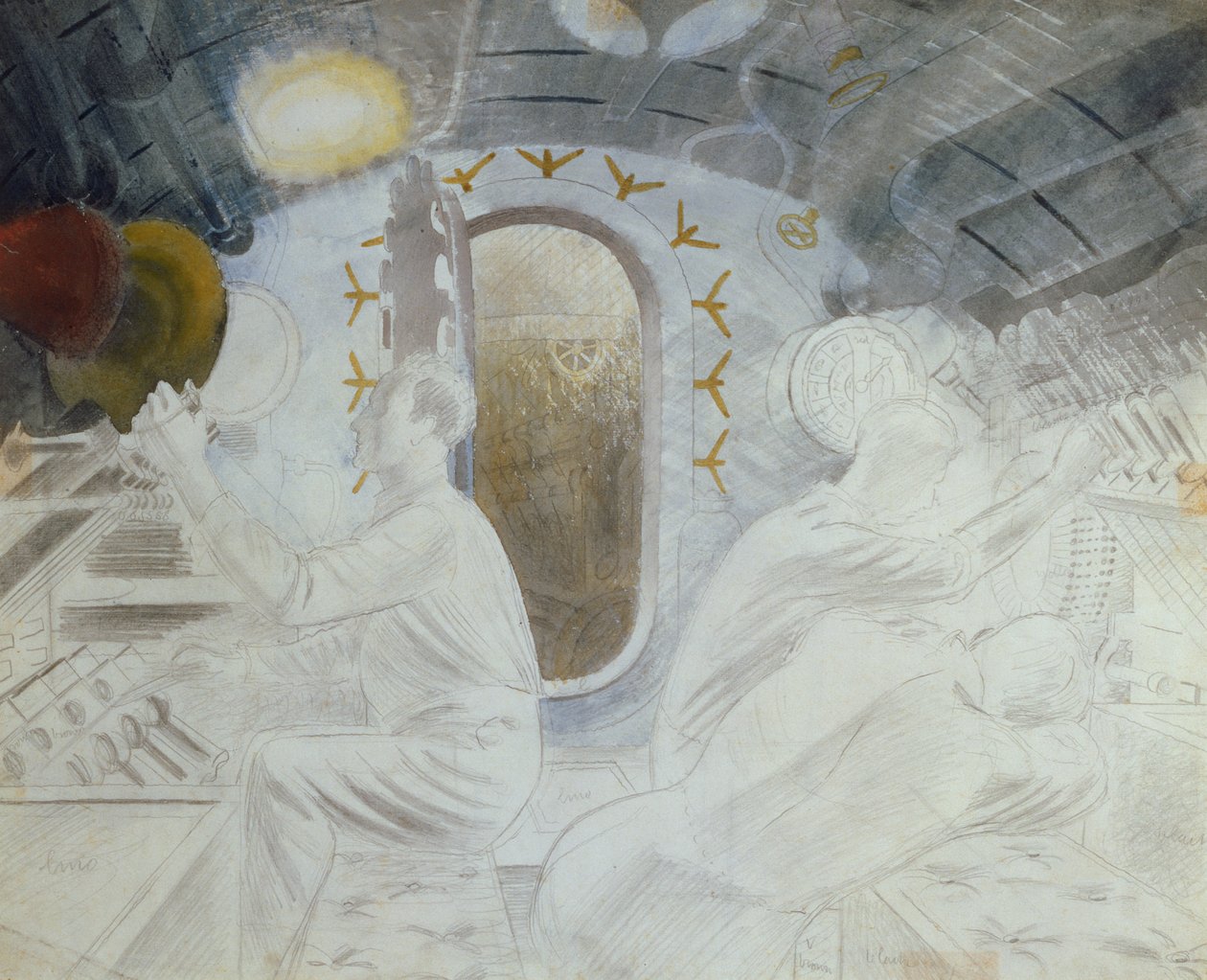Controles de trabajo cuando está sumergido, c.1940 de Eric Ravilious