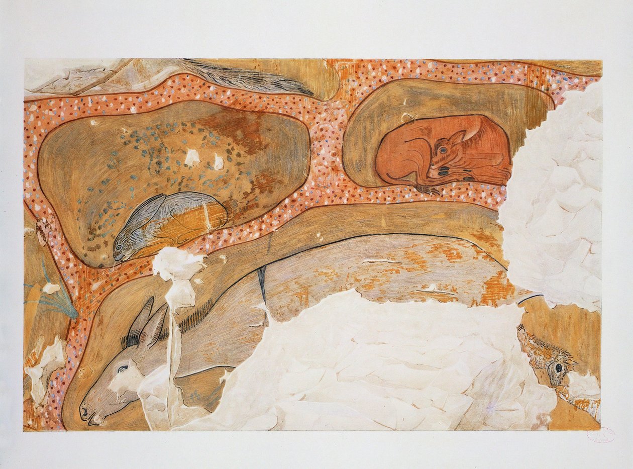 Detalles de una escena de caza, liebre y cierva ... de Erich Lessing