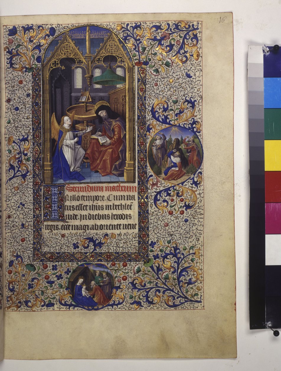 Página completa: miniatura enmarcada, con texto e inicial al temple debajo de Erich Lessing